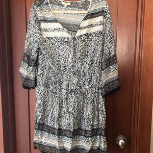 Blue and white textured dress